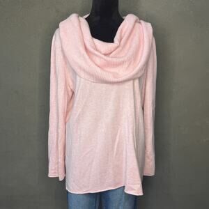 J. Jill Women’s 2X Pink Cowl Neck Sweater Wool Cashmere Blend Soft Knit